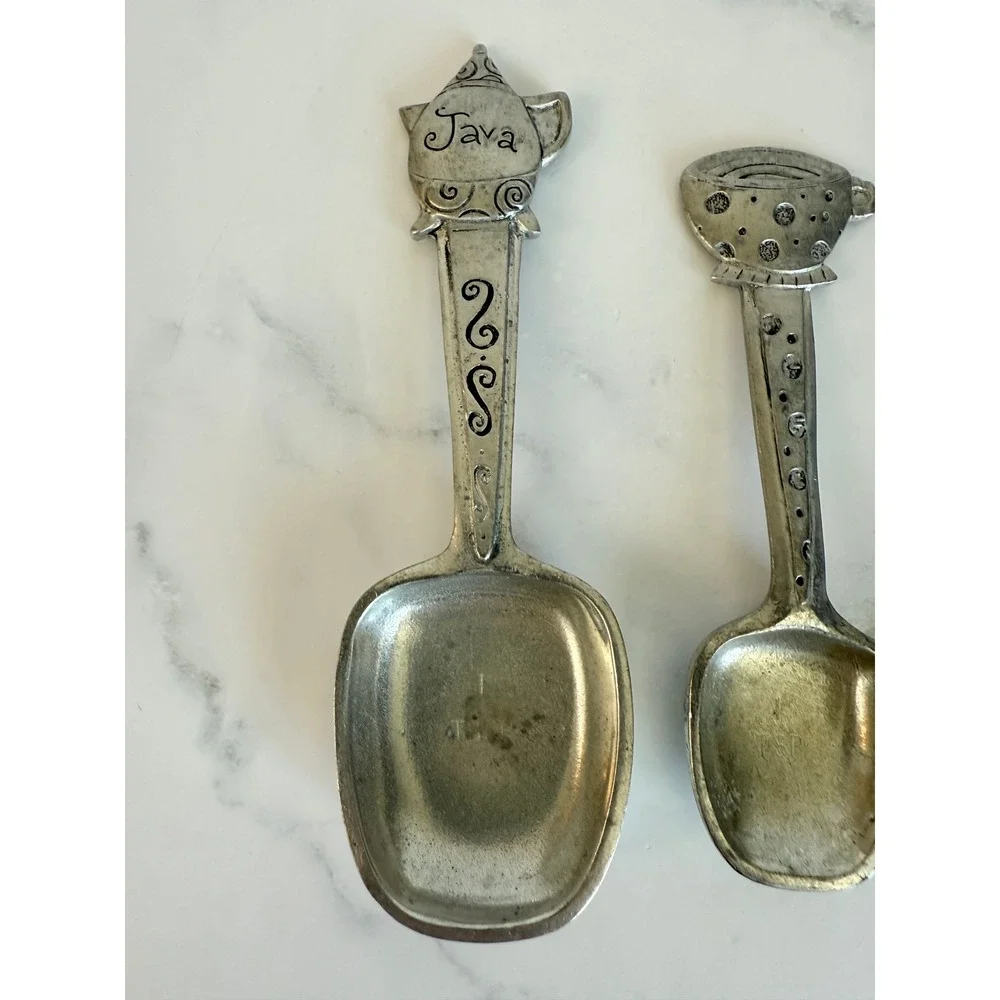 VTG 1996 Seagull Pewter JAVA Coffee Espresso Measuring Spoons Etain Zinn